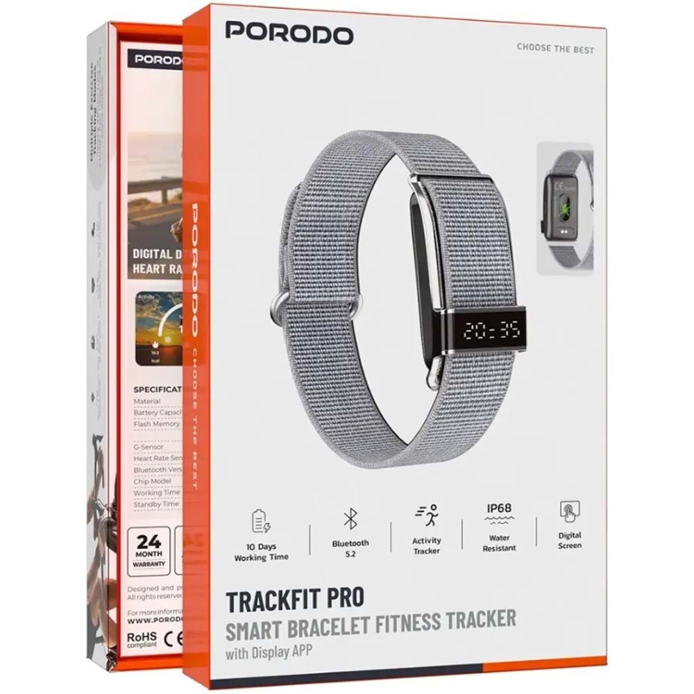 PORODO TRACKFİT PRO AKILLI BİLEKLİK GÜMÜŞ - PDS18SL