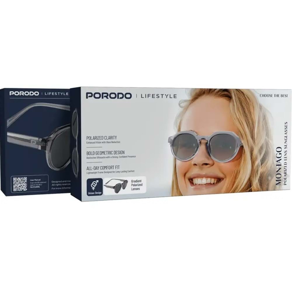 PORODO MONTAGO POLARİZE GEOMETRİK GÜNEŞ GÖZLÜĞÜ GÜMÜŞ - PDLFSTLS005SL