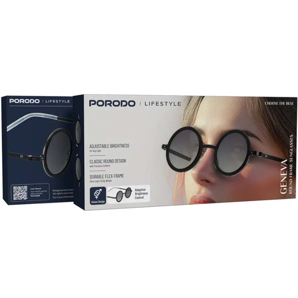 PORODO GENEVA AYARLANABİLİR KOYULUKLU GÜNEŞ GÖZLÜĞÜ SİYAH - PDLFST5200BK