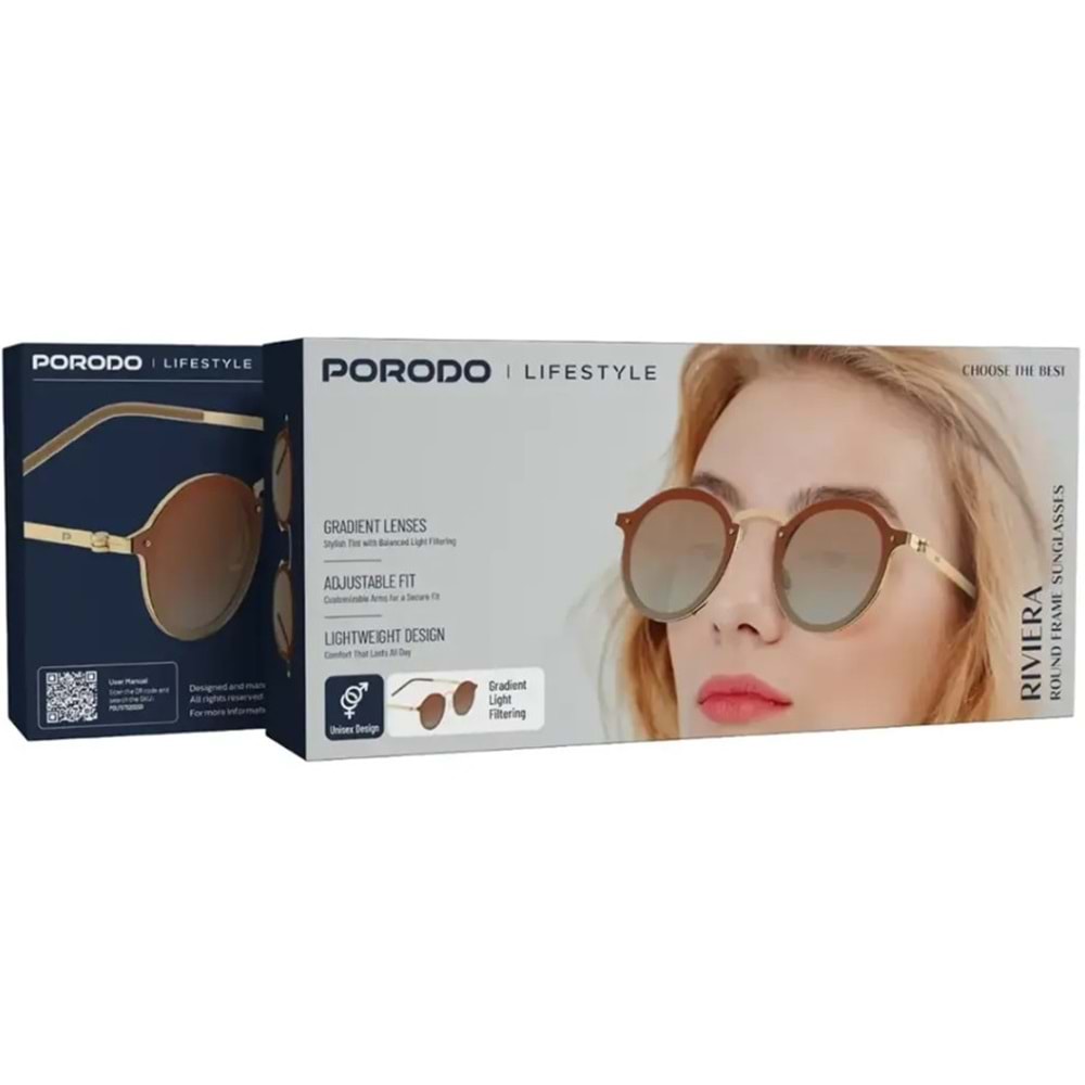 PORODO RIVIERA AYARLANABİLİR KOYULUKLU GÜNEŞ GÖZLÜĞÜ - PDLFST5202GD