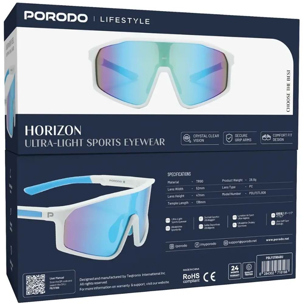 PORODO HORIZON KATLANABİLİR SPOR GÖZLÜK MAVİ - PDLFST806BU