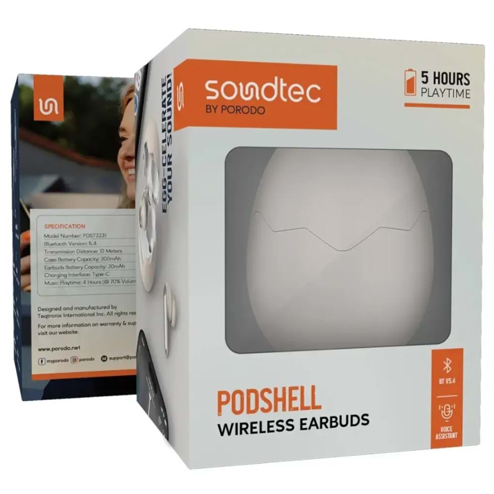 PORODO PODSHELL TWS STEREO KABLOSUZ KULAKLIK PEMBE - PDST2231PK