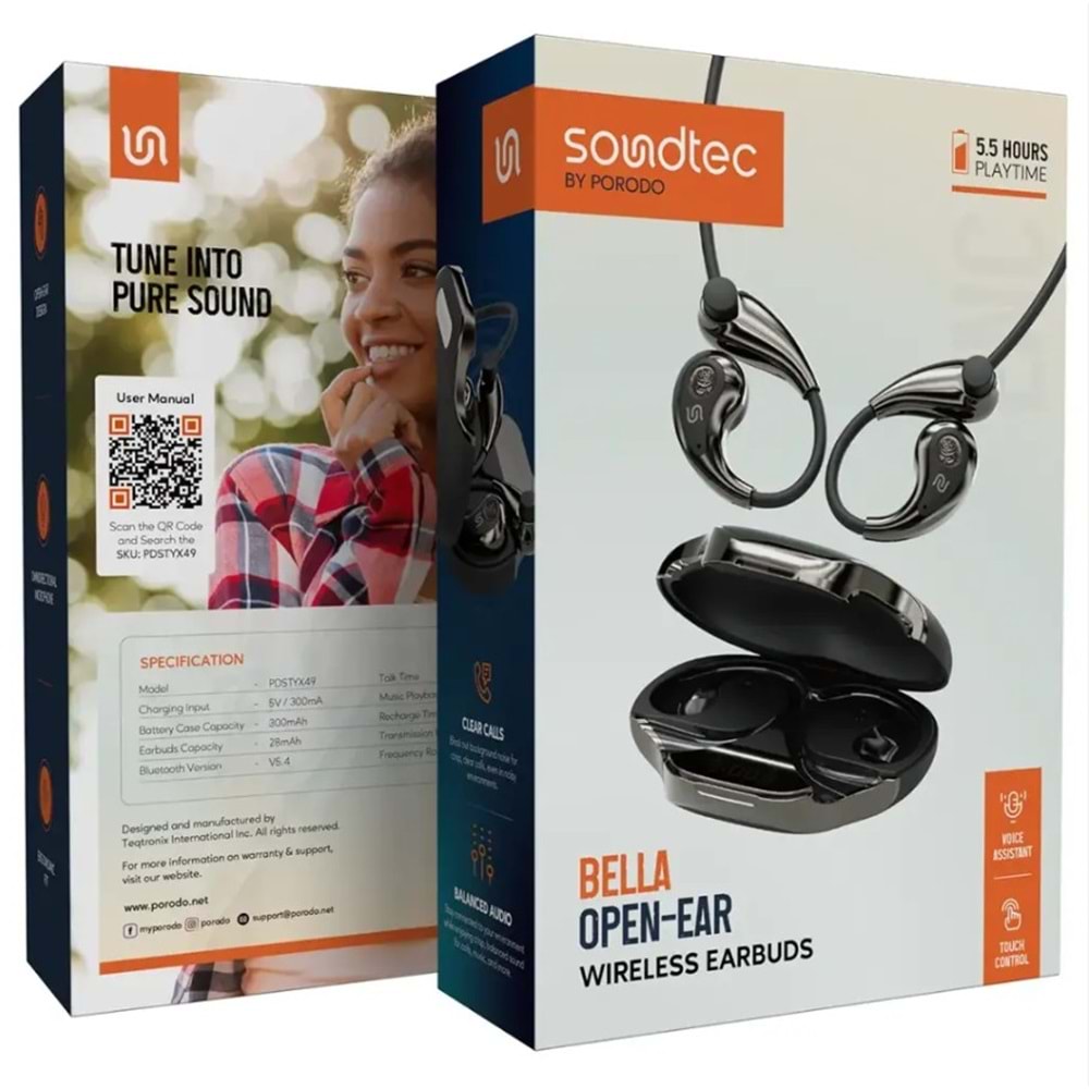 PORODO BELLA TWS KABLOSUZ KULAKLIK SİYAH - PDSTYX49BK
