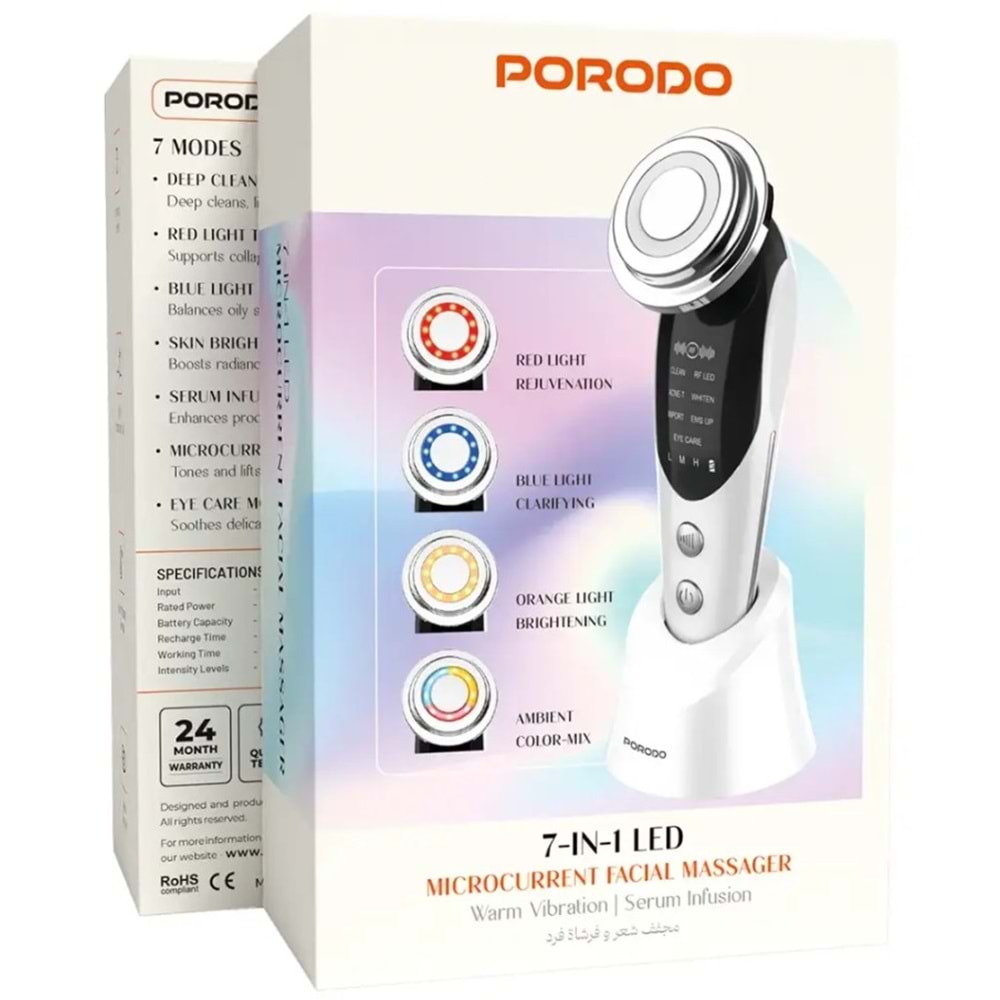 PORODO 7'Sİ 1 ARADA YÜZ MASAJ VE CİLT BAKIM ALETİ BEYAZ - PDKFSTM9907WH
