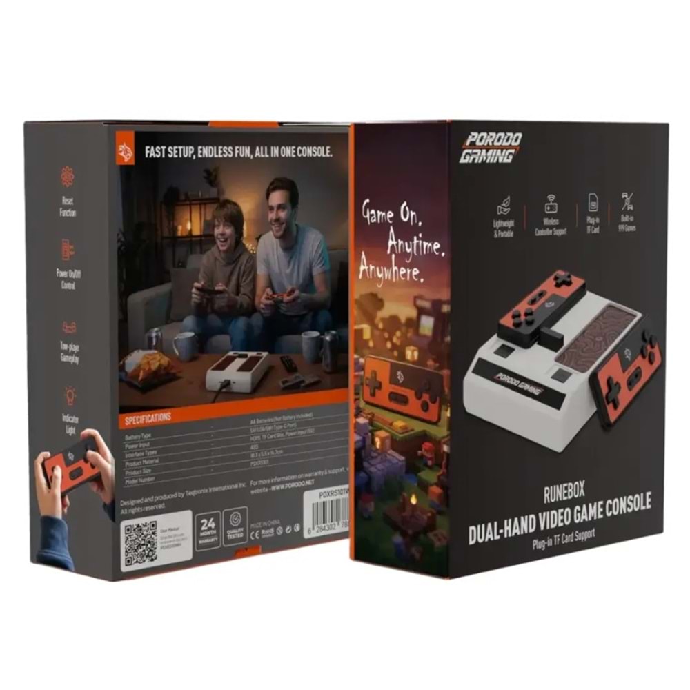 PORODO RUNEBOX KABLOSUZ KONTROLLERLİ OYUN KONSOLU TURUNCU - PDXRS101WH