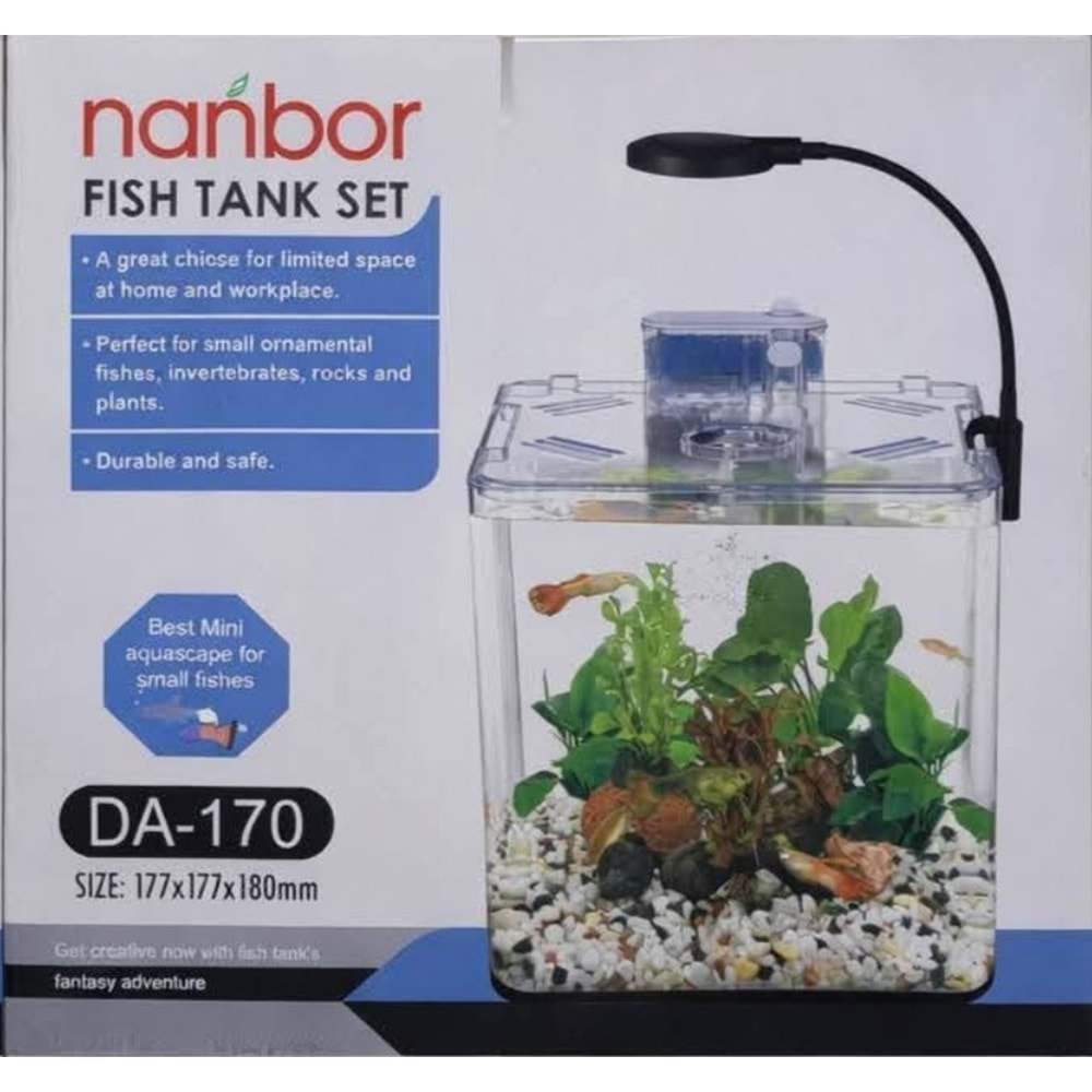 NANBOR DA-170 5 LİTRE LED IŞIKLI VE FİLTRELİ MASAÜSTÜ MİNİ AKVARYUM SETİ