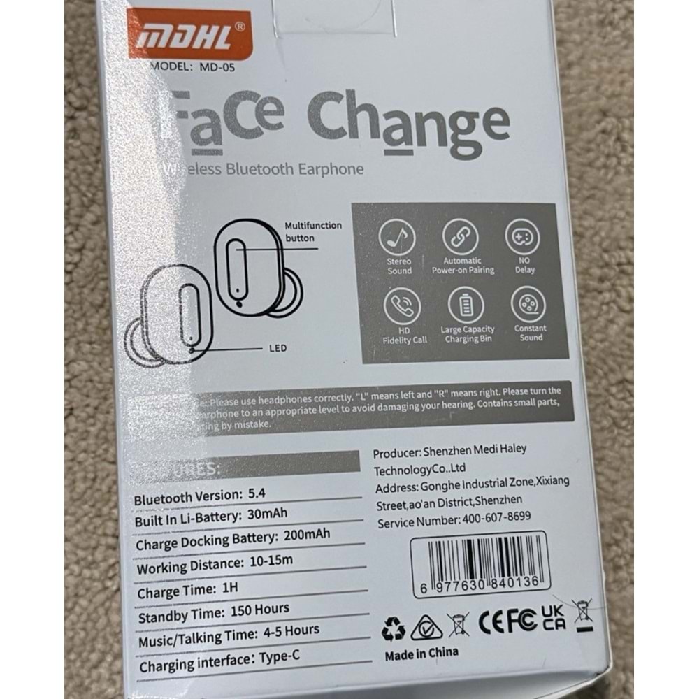 MDHL MD-05 FACE CHANGE TWS DÖNER KAPAKLI KABLOSUZ BLUETOOTH KULAKLIK