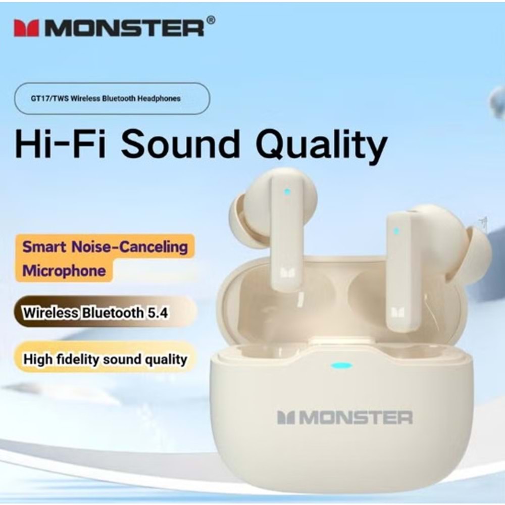 MONSTER AURA FIT GT17 TWS KULAK İÇİ KANCALI OYUNCU BLUETOOTH IVORY KULAKLIK