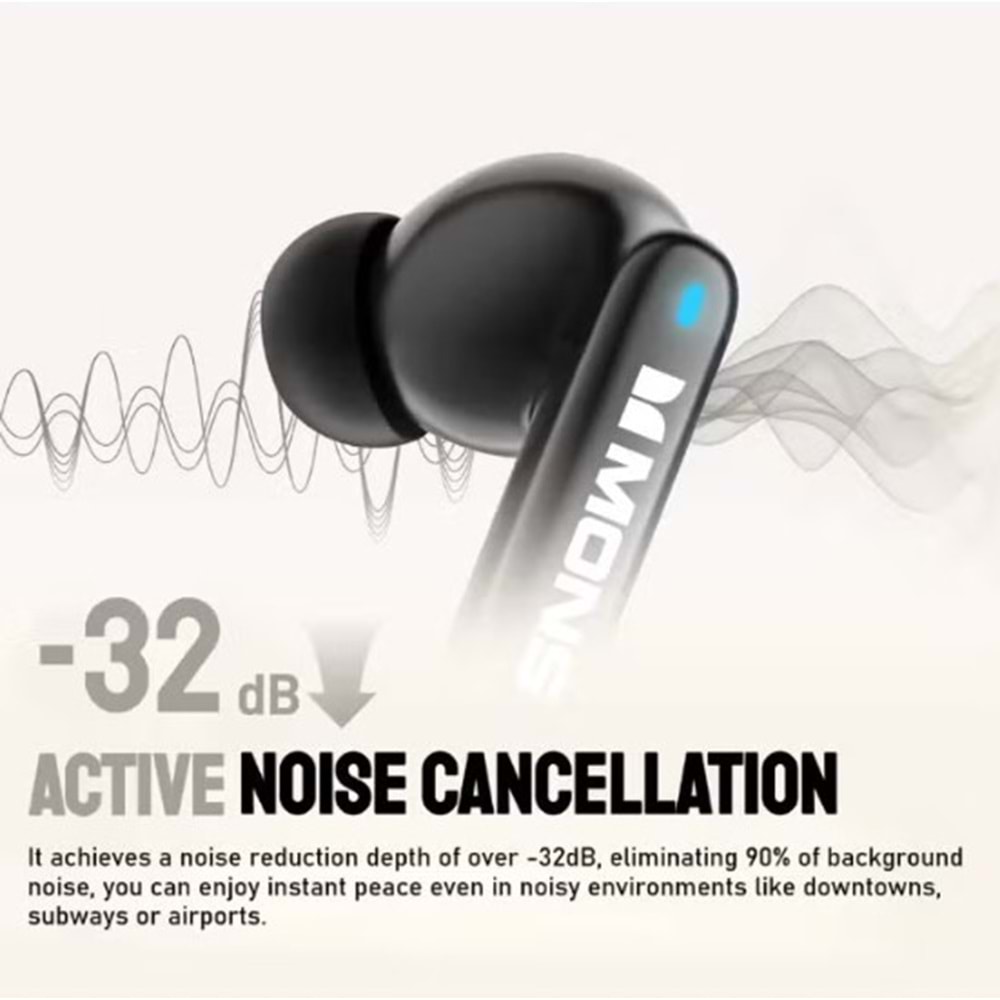 MONSTER AURA FIT XT02 ANC AKTİF GÜRÜLTÜ ENGELLEYİCİ TWS BLUETOOTH SİYAH KULAKLIK