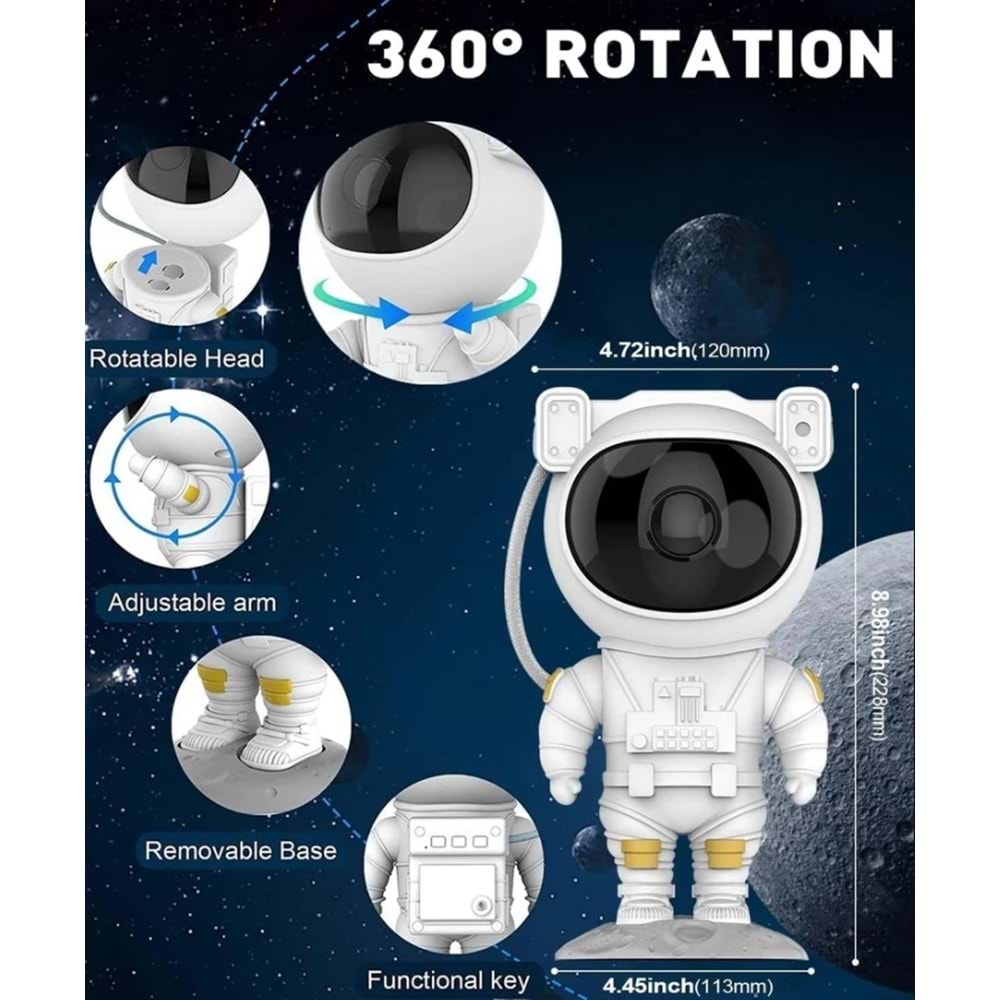 2658115 UZAKTAN KUMANDALI AYARLANABİLİR ASTRONOT YILDIZ IŞIĞI PROJEKTÖRÜ