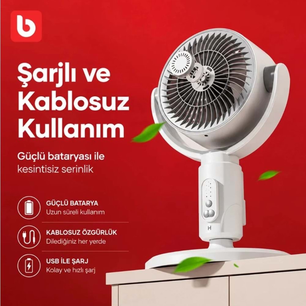 F1 AYAKLI ŞARJLI VANTİLATÖR