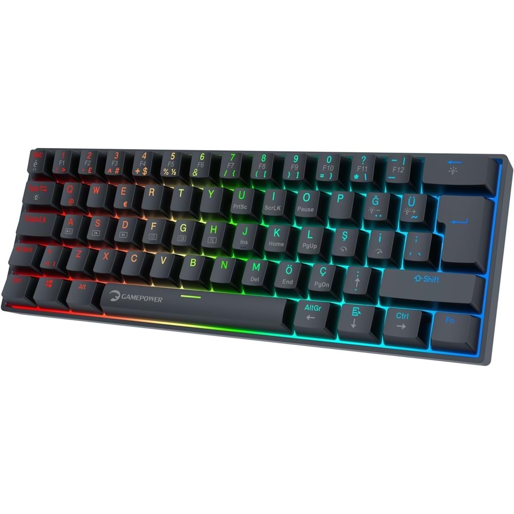 GAMEPOWER LYRA RGB 60M MEKANİK RED SWİTCH SİYAH KLAVYE