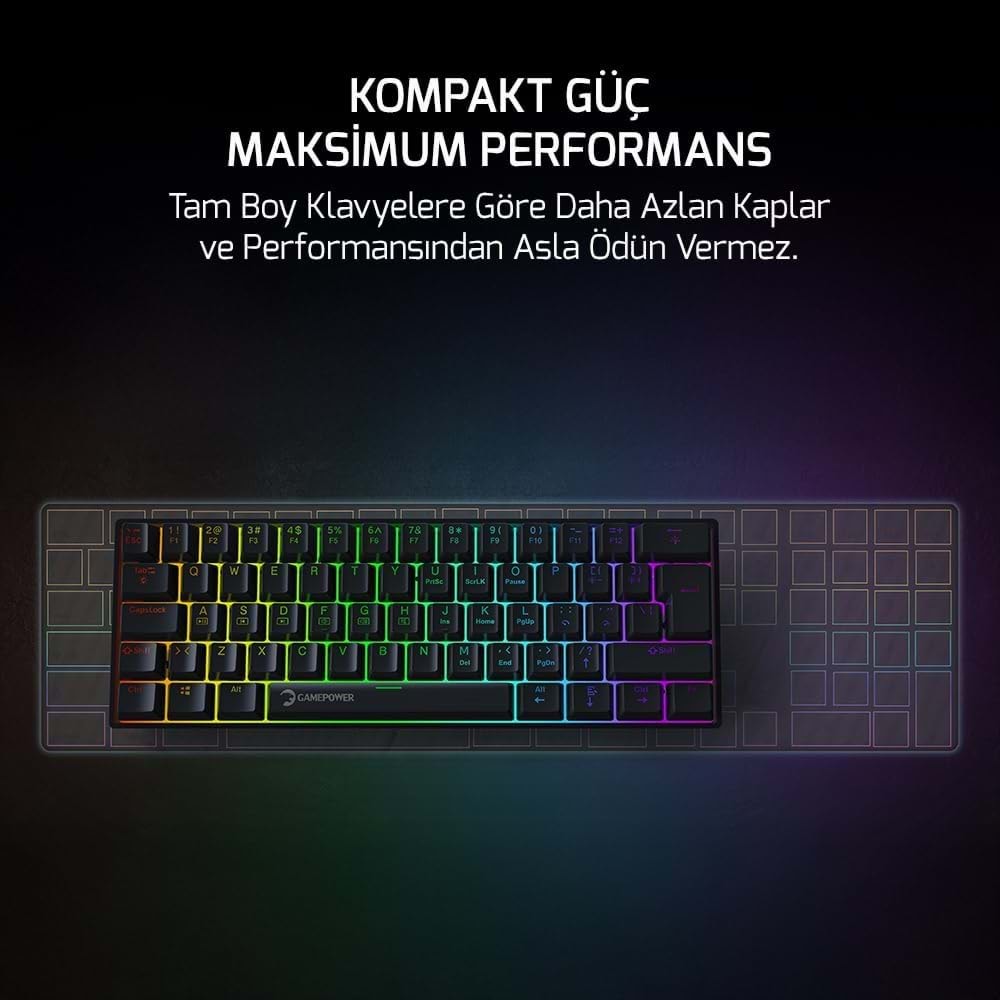 GAMEPOWER LYRA RGB 60M MEKANİK RED SWİTCH SİYAH KLAVYE