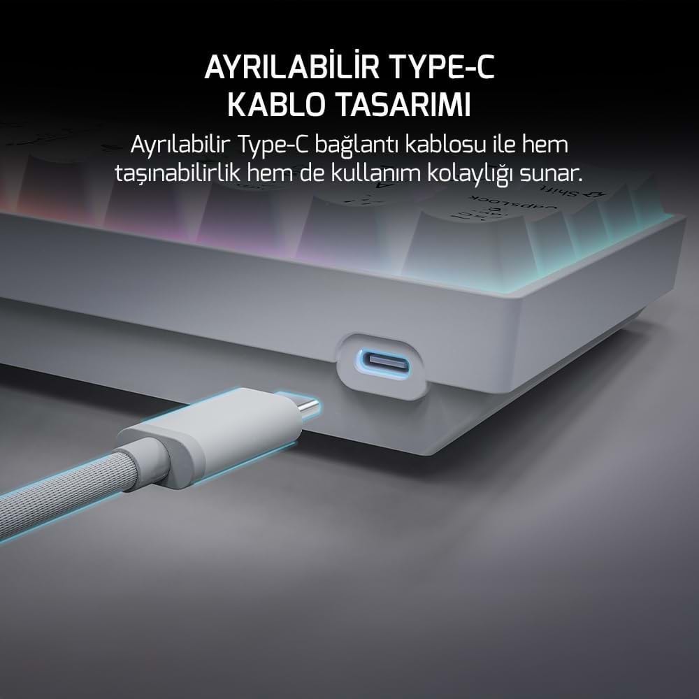 GAMEPOWER LYRA RGB 60M MEKANİK RED SWİTCH BEYAZ KLAVYE