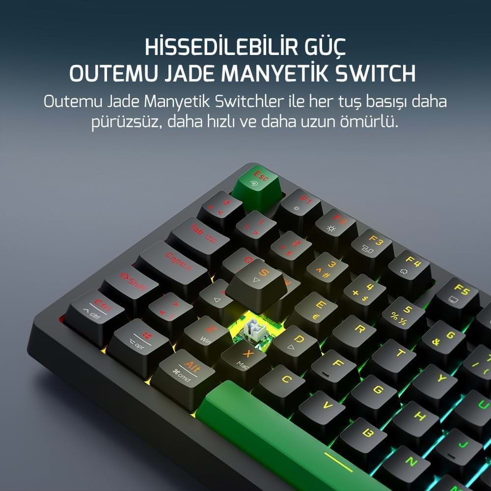 GAMEPOWER TIRUS HE80 8K HZ RGB MANYETİK SWITCH KABLOLU GAMING MEKANİK KLAVYE