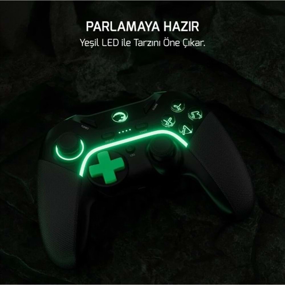 GAMEPOWER VITRUS HALL EFFECT JOYSTICK KABLOSUZ GAMING GAMEPAD - SİYAH (2.4G / BLUETOOTH)