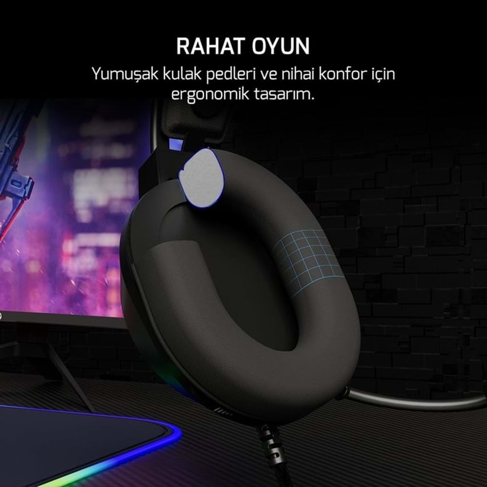 GAMEPOWER VOLDON 7.1 SURROUND RAINBOW GAMING OYUNCU KULAKLIĞI - SİYAH