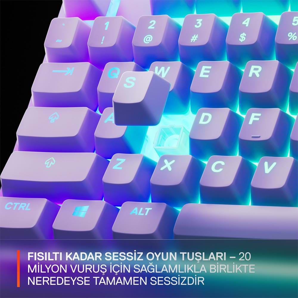 STEELSERIES APEX 3 TKL RGB AYDINLATMALI SUYA DAYANIKLI SESSİZ TÜRKÇE Q GAMING OYUNCU KLAVYESİ - LAVENDER
