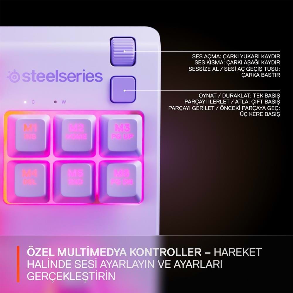 STEELSERIES APEX 3 TKL RGB AYDINLATMALI SUYA DAYANIKLI SESSİZ TÜRKÇE Q GAMING OYUNCU KLAVYESİ - LAVENDER