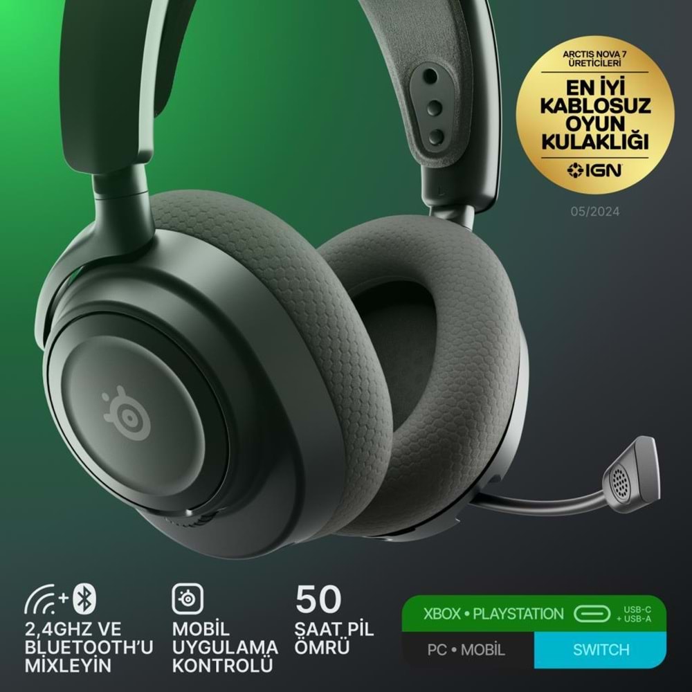 STEELSERIES ARCTIS NOVA 7X GEN 2 ÇOKLU PLATFORM KABLOSUZ GAMING OYUNCU KULAKLIĞI - SİYAH