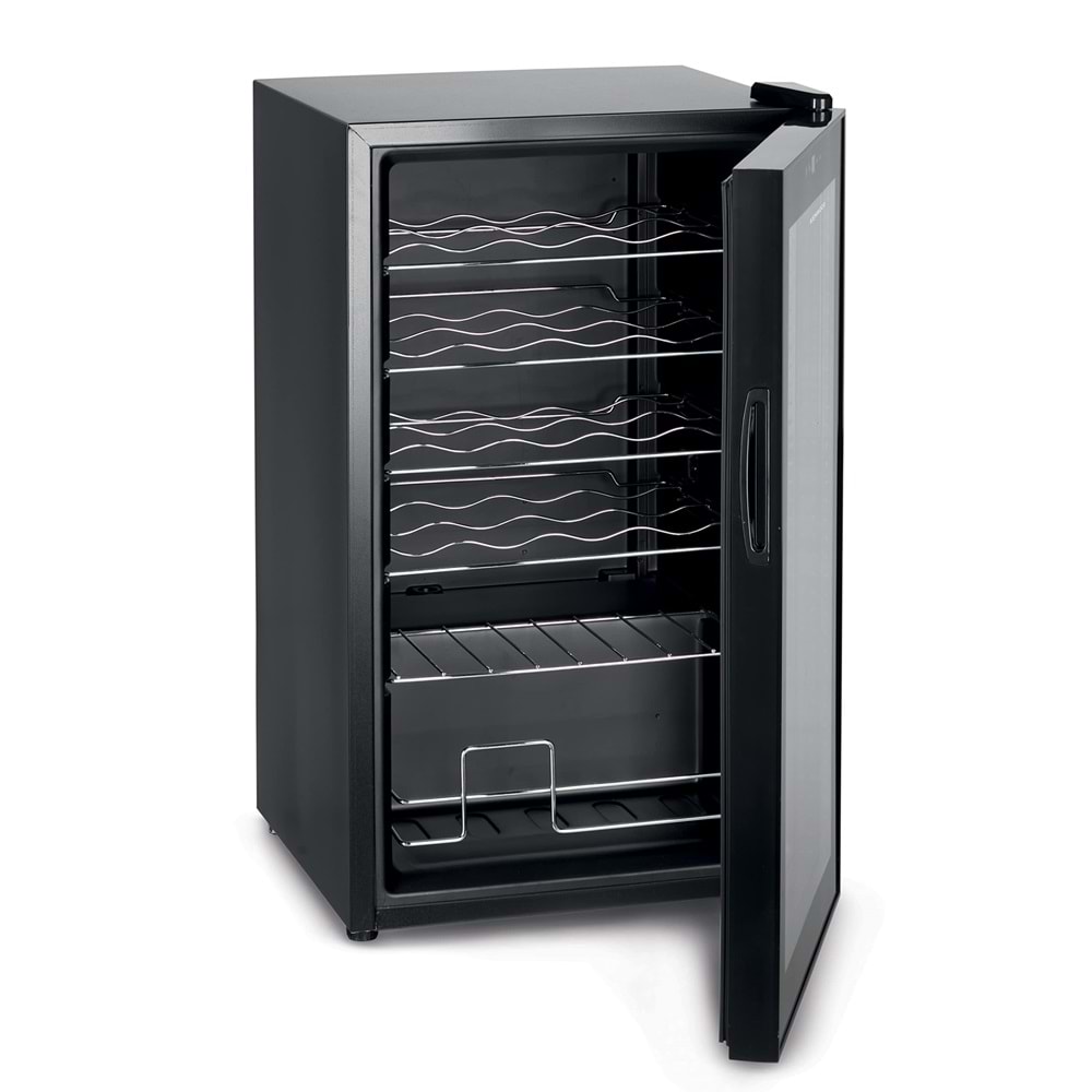 KENWOOD 24 ŞİŞE ŞARAP BUZLUĞU ÇİFT CAM KAPILI MAVİ IŞIKLI AKILLI SICAKLIK KONTROLLÜ SİYAH BCM24.000BK