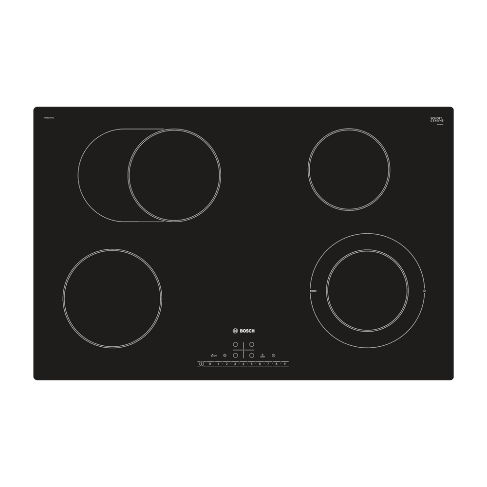 BOSCH PKN811FP2E SERAMİK 4 ELEKTRİKLİ DİJİTAL GÖSTERGE VE ÇOCUK EMNİYETLİ OCAK 80CM