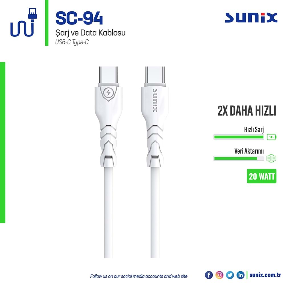 SUNİX SC-94 TYPE-C TO TYPE-C KABLO