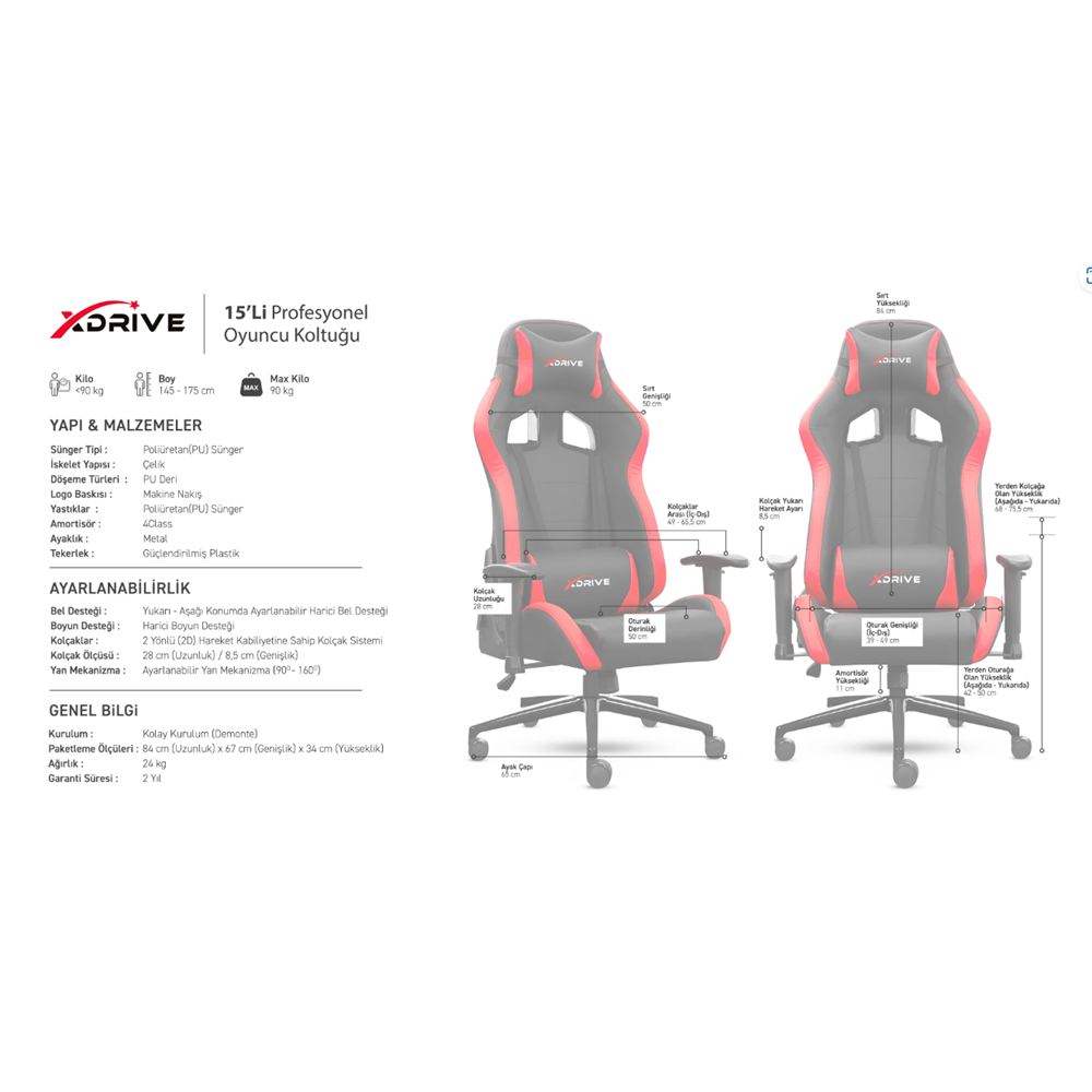 XDRİVE 15Lİ OYUNCU/ÇALIŞMA KOLTUĞU SARI