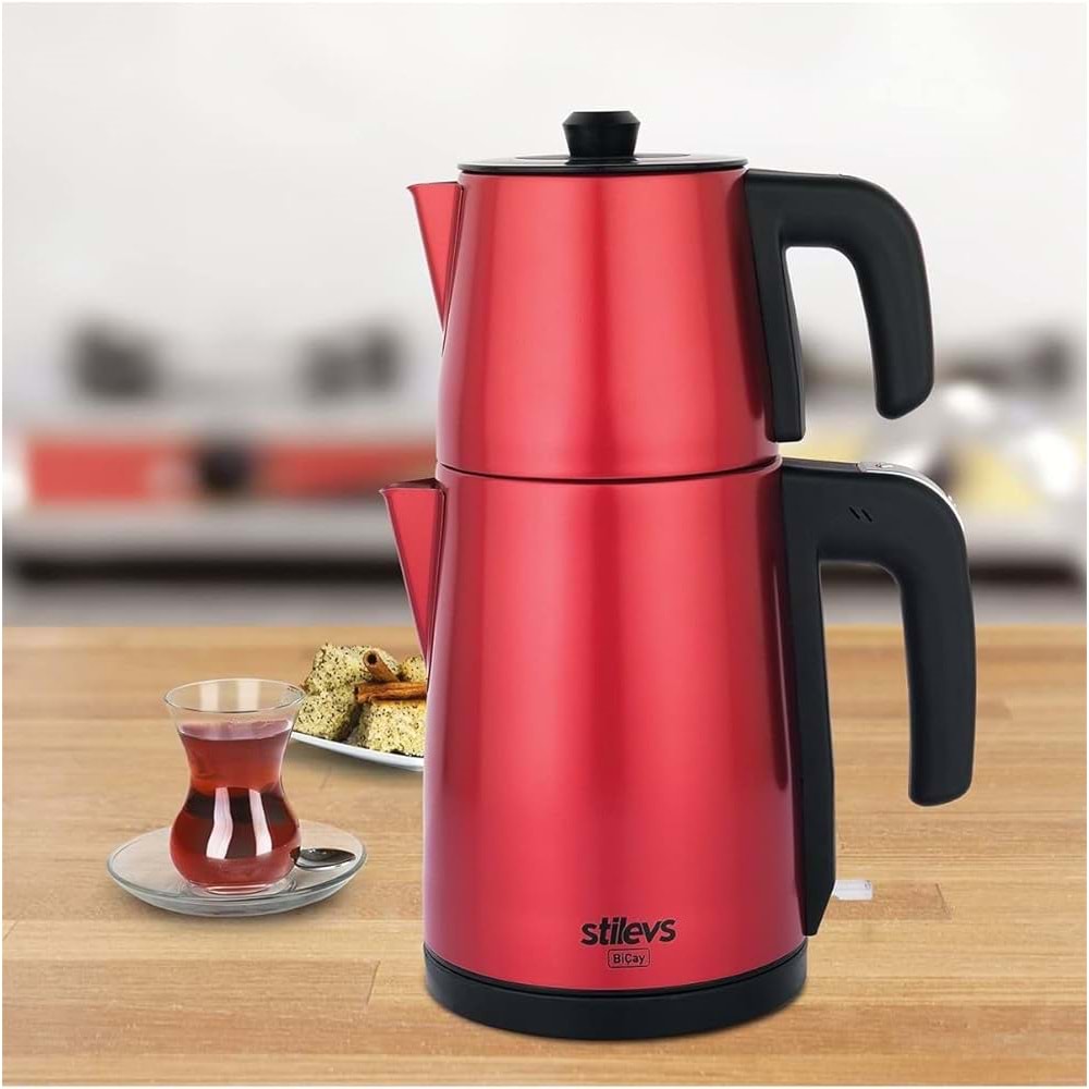 STİLEVS BİÇAY ÇELİK ÇAY MAKİNESİ İNOX & VİŞNE