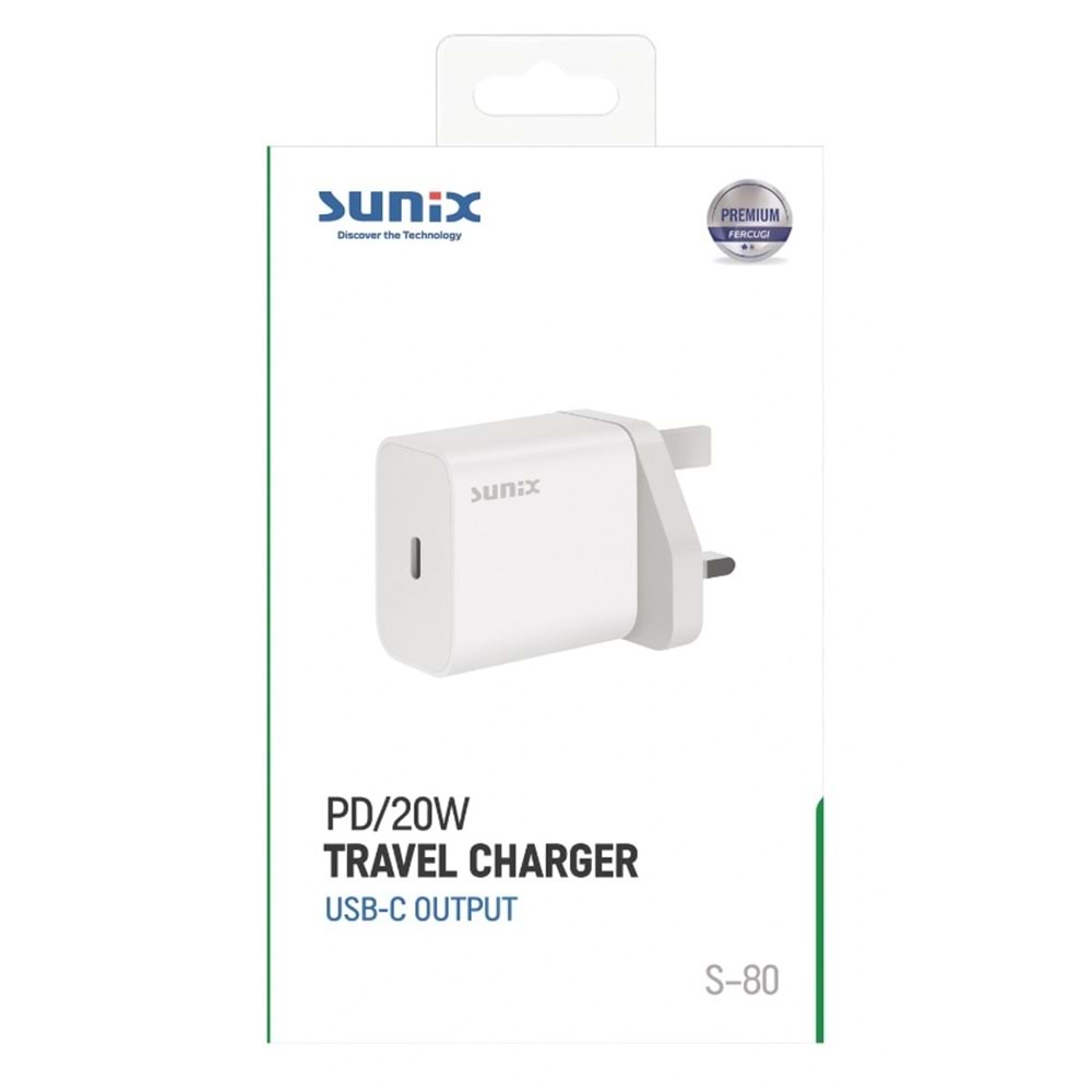 SUNİX S80 20W ŞARJ BAŞLIK 3LÜ