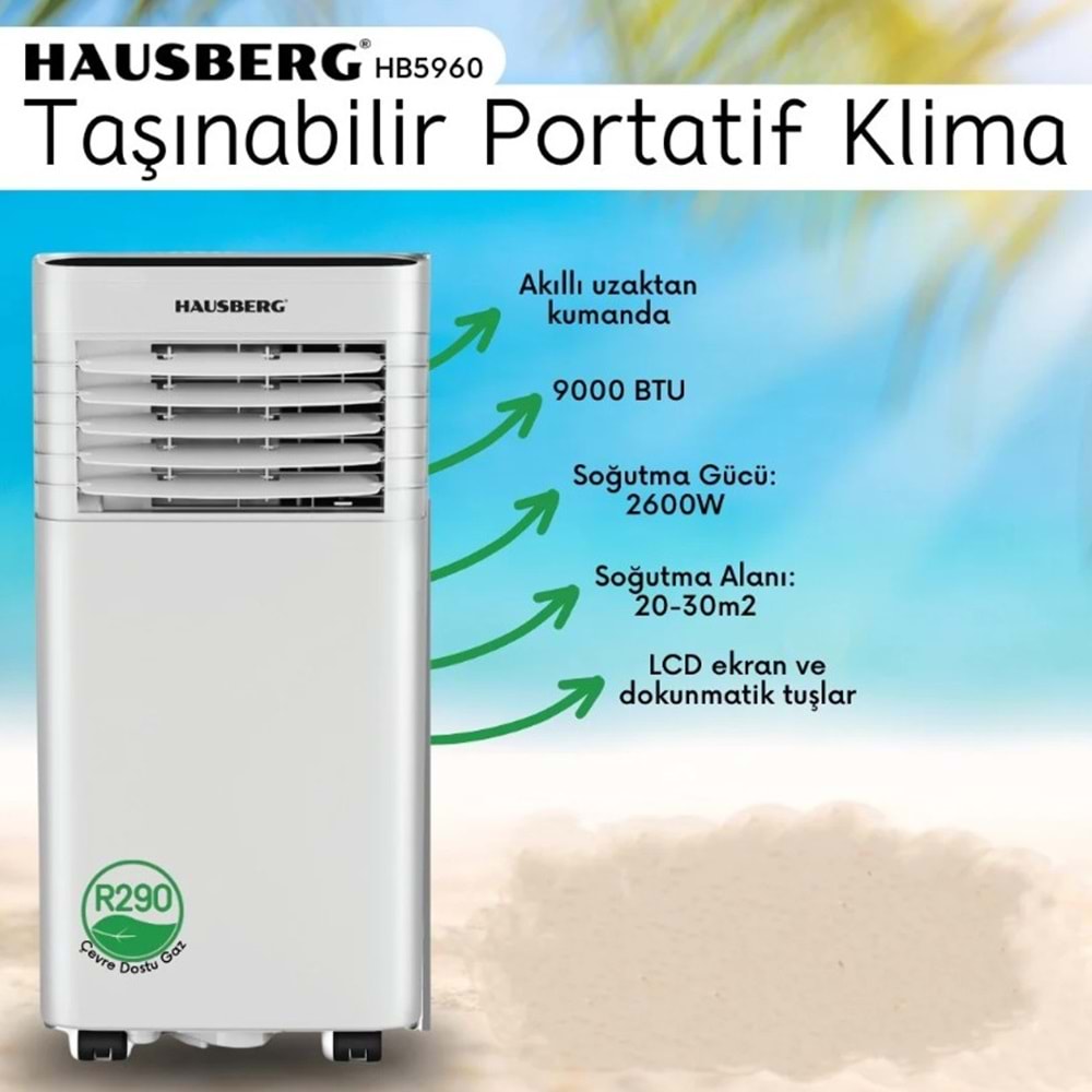 HAUSBERG HB5960 9000BTU TAŞINABİLİR PORTATİF KLİMA