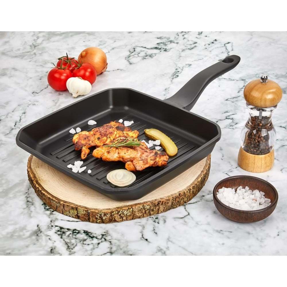 POLOCHEF IRON DÖKÜM GRANİT KARE IZGARA TAVA IDK-128