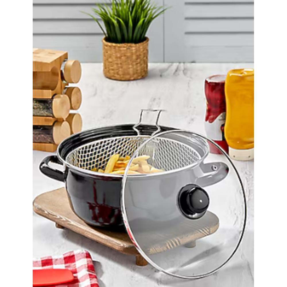 POLOCHEF BLACK EMAYE KIZARTMA TENCERESİ 24CM BKT-126