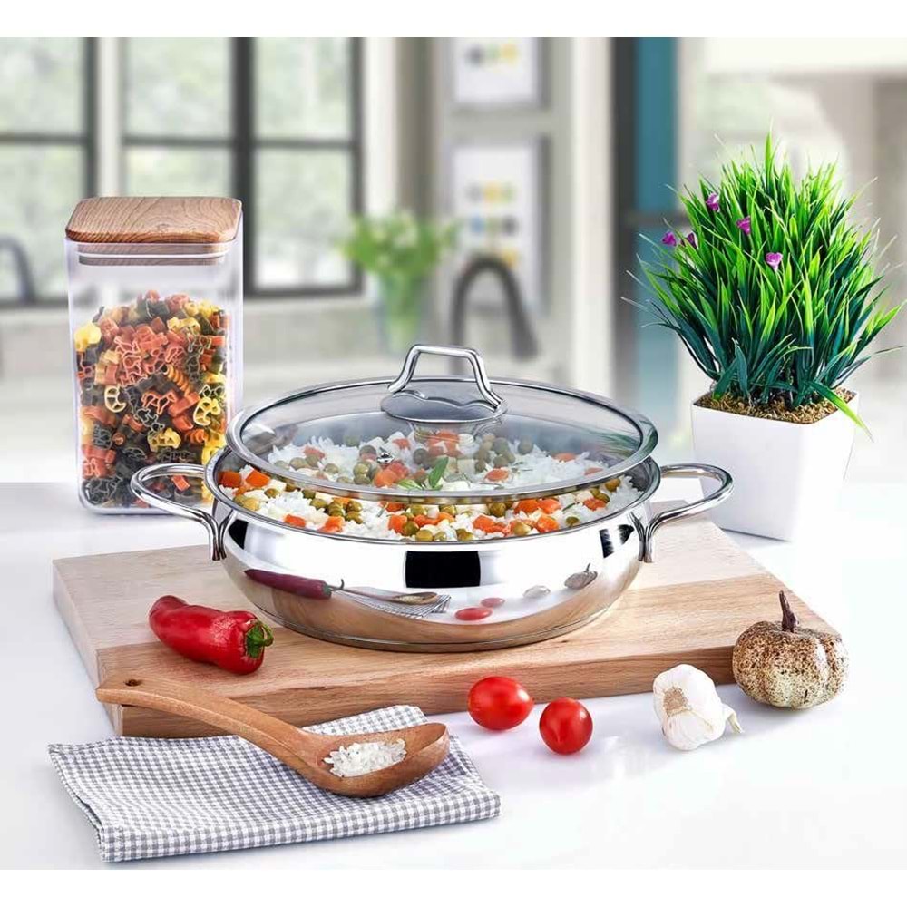 POLOCHEF PROLİNE ÇELİK BASIK GÜVEÇ TENCERE 24CM PRB-124