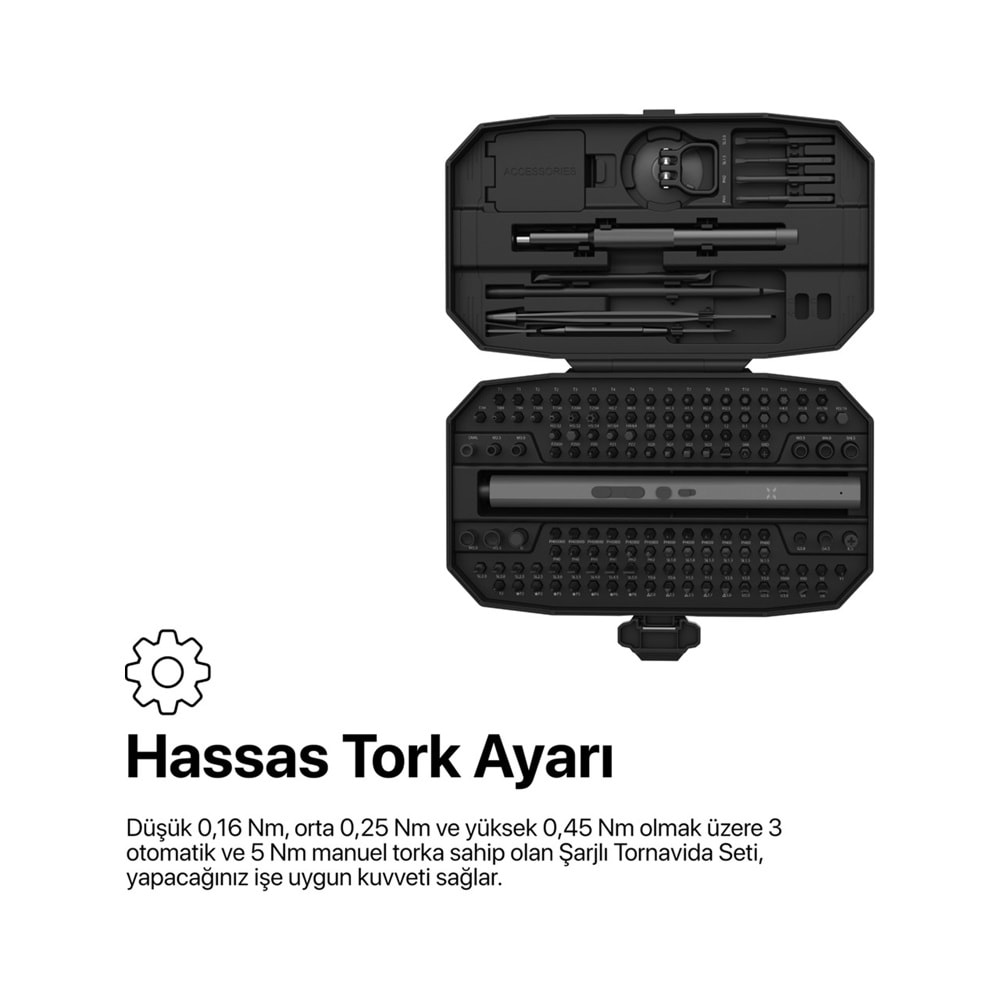 XENON SMART 153 PARÇA HASSAS ŞARJLI LED IŞIKLI TORNAVİDA SETİ X6833