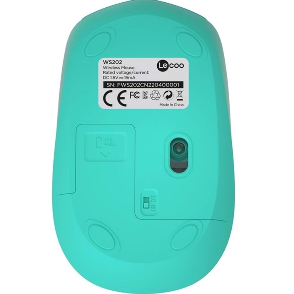 LECOO WS202 WİRELESS MOUSE TURKUAZ