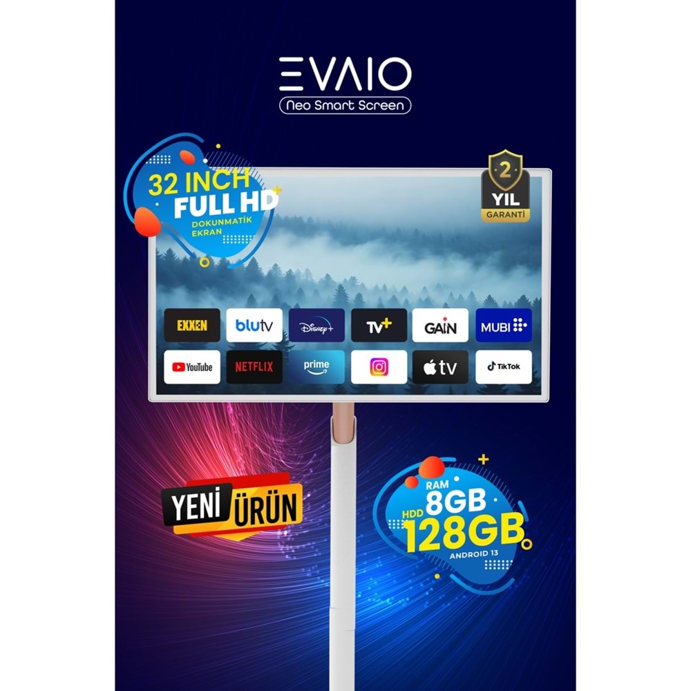 EVAİO NEO HD-320A 32 İNCH ANDROİD TAŞINABİLİR MOBİL EKRAN FULL HD