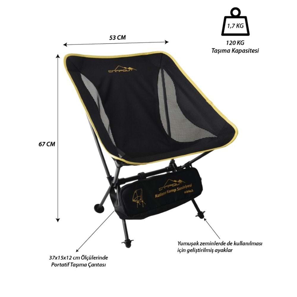 NURGAZ CAMPOUT PRATİK KATLANABİLİR KAMP SANDALYESİ