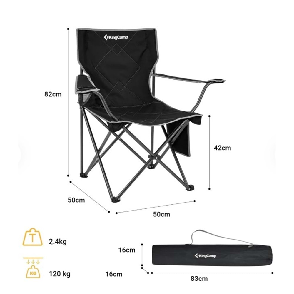 KİNG KAMP LOTUS B30 SANDALYE SİYAH KC2141