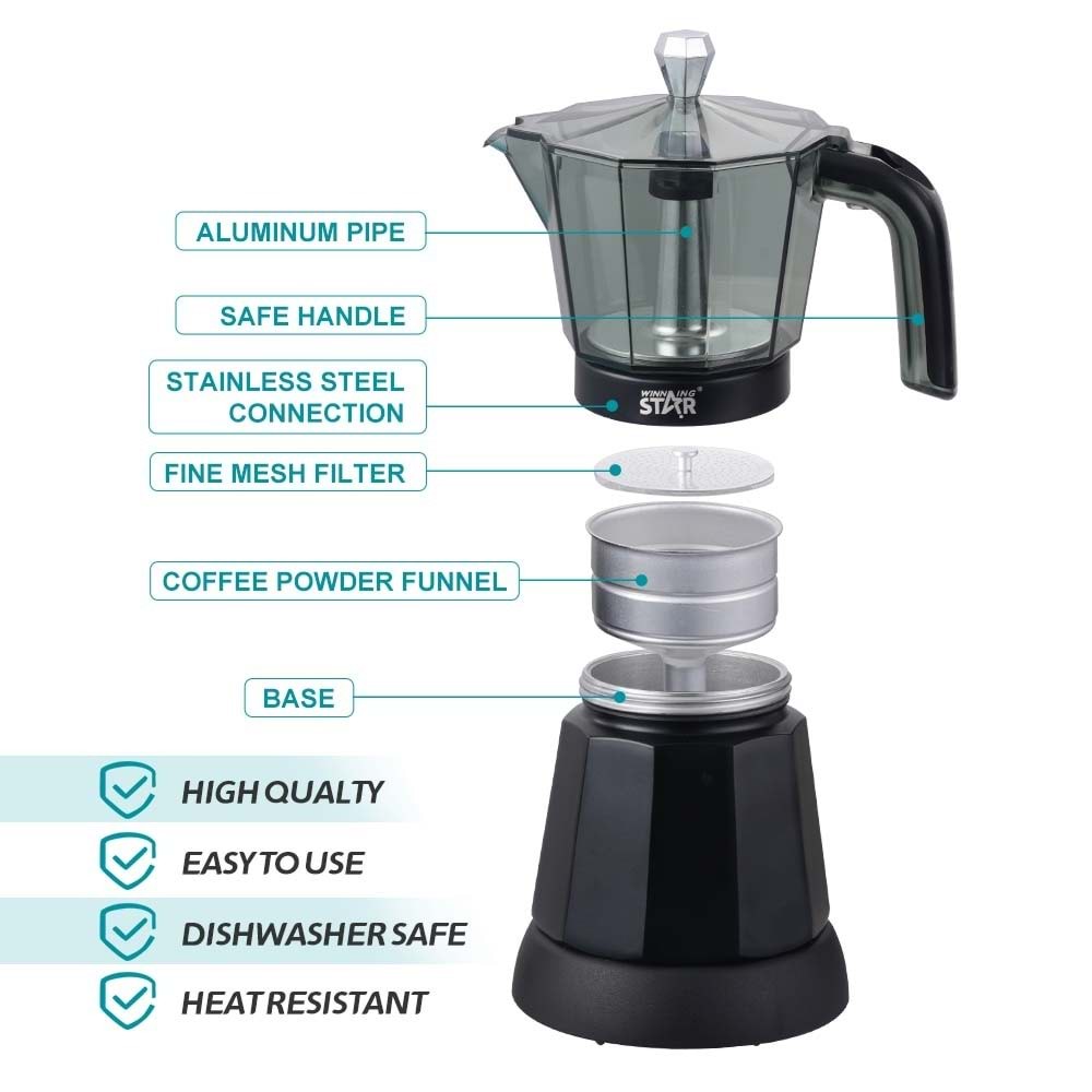 WİNNİNG STAR ST-6802 6-CUP ELEKTRİKLİ MOKA CEZVESİ