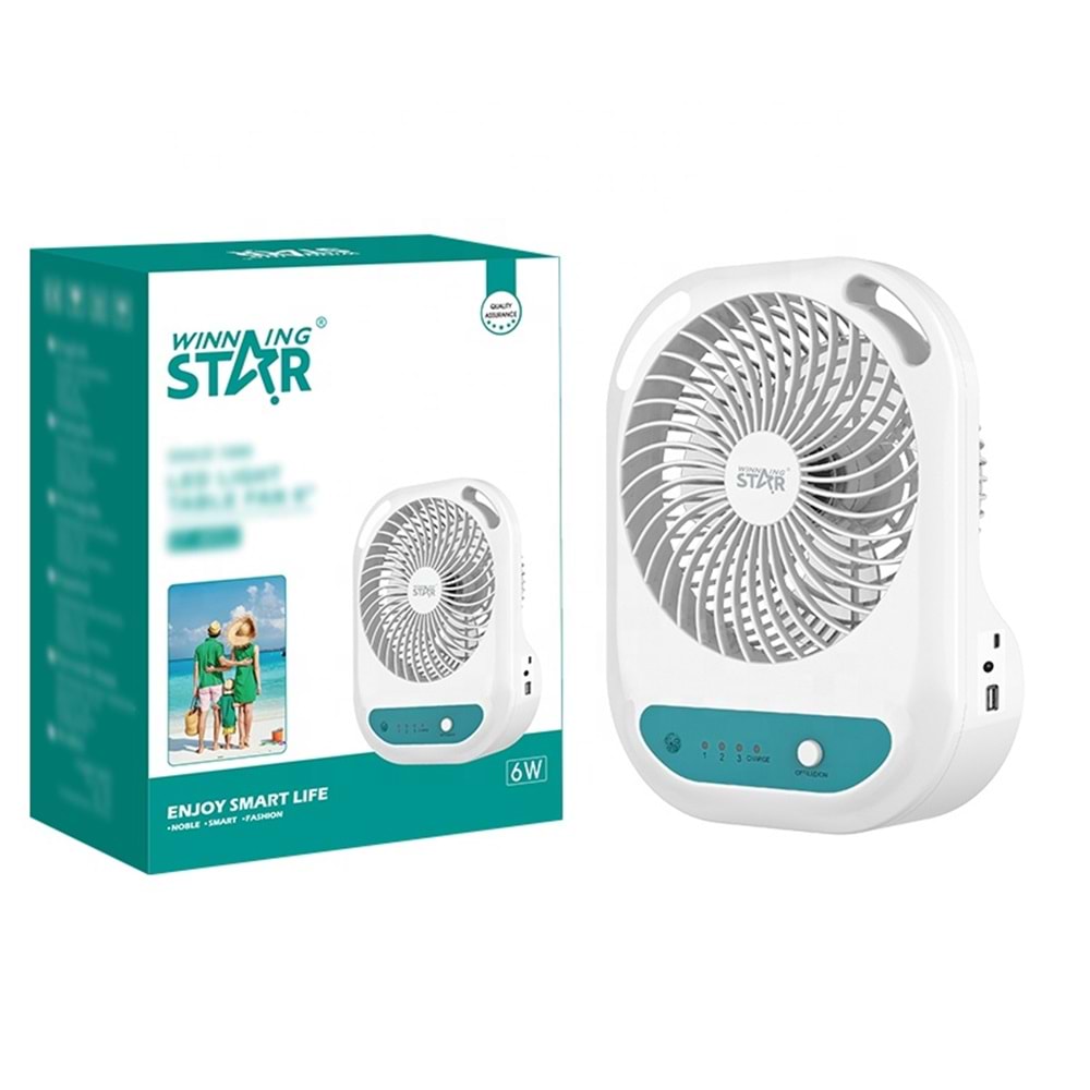 WİNNİNG STAR ŞARJLI IŞIKLI MASA VANTİLATÖRÜ ST-4052
