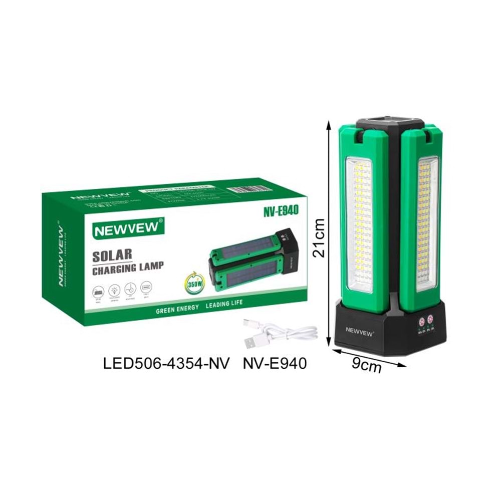 NEWVEW NV-E940 SOLAR GÜNEŞ ENERJİLİ ACİL DURUM IŞIĞI 10400MAH
