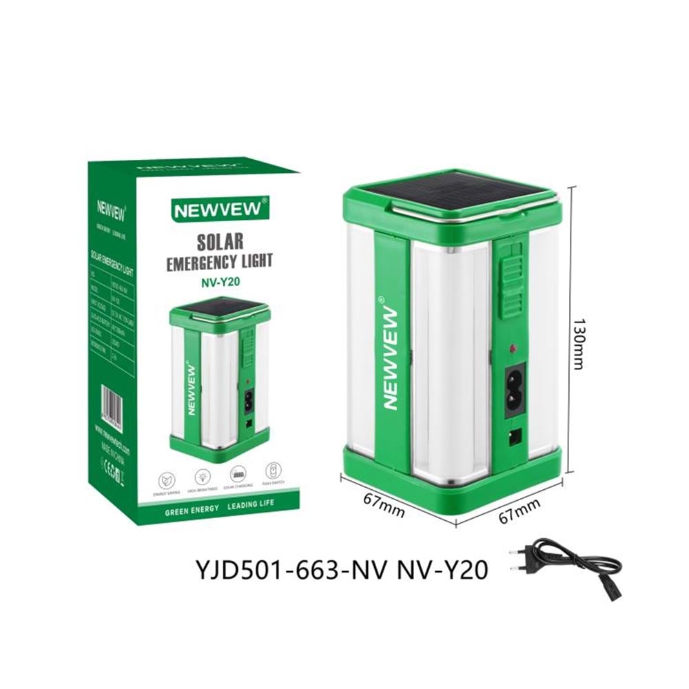 NEWVEW NV-Y20 SOLAR GÜNEŞ ENERJİLİ ACİL DURUM IŞIĞI 1200MAH