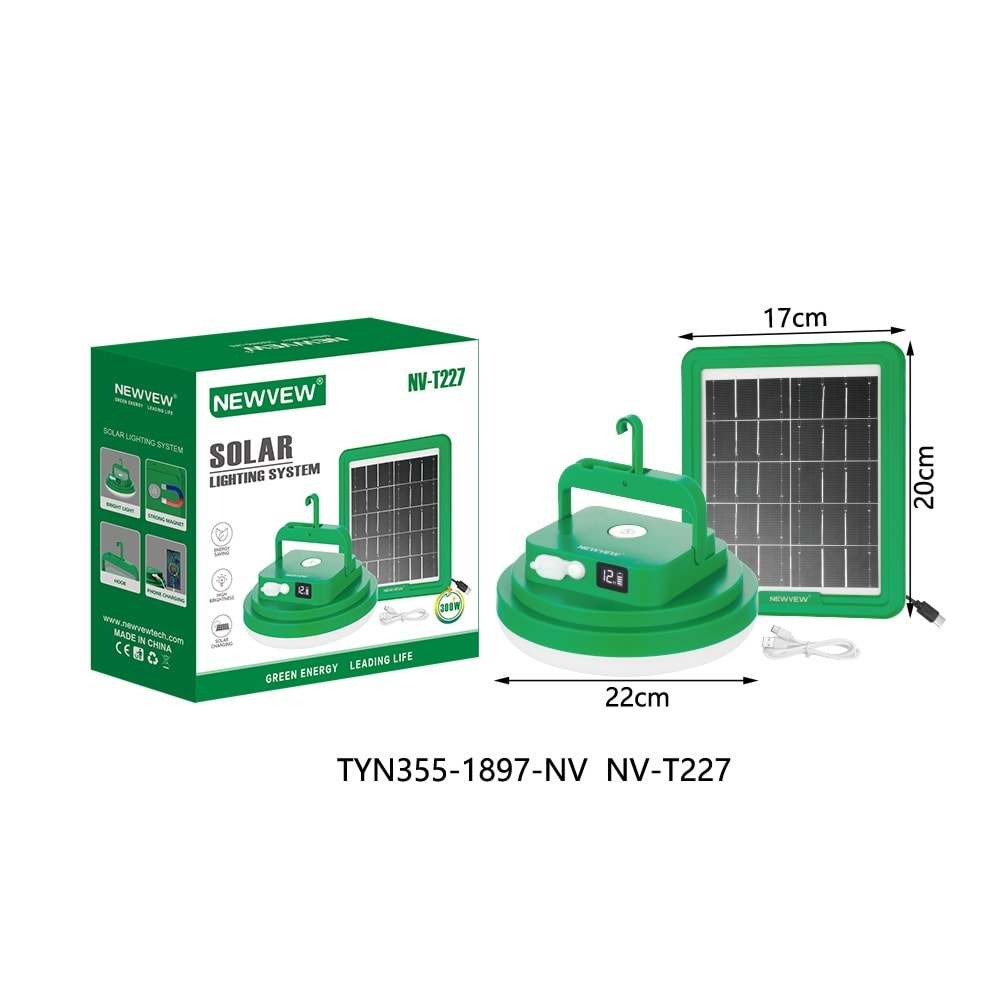 NEWVEW NV-T227 SOLAR GÜNEŞ ENERJİLİ ACİL DURUM IŞIĞI 5200MAH
