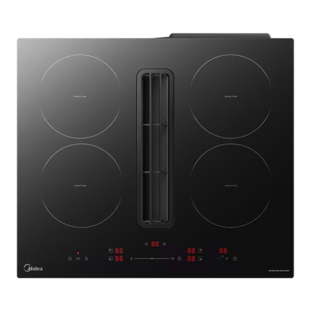 MIDEA MIH742FY18K0Y 4 GÖZ ASPİRATÖR ENTEGRELİ İNDÜKSİYON ANKASTRE OCAK SİYAH