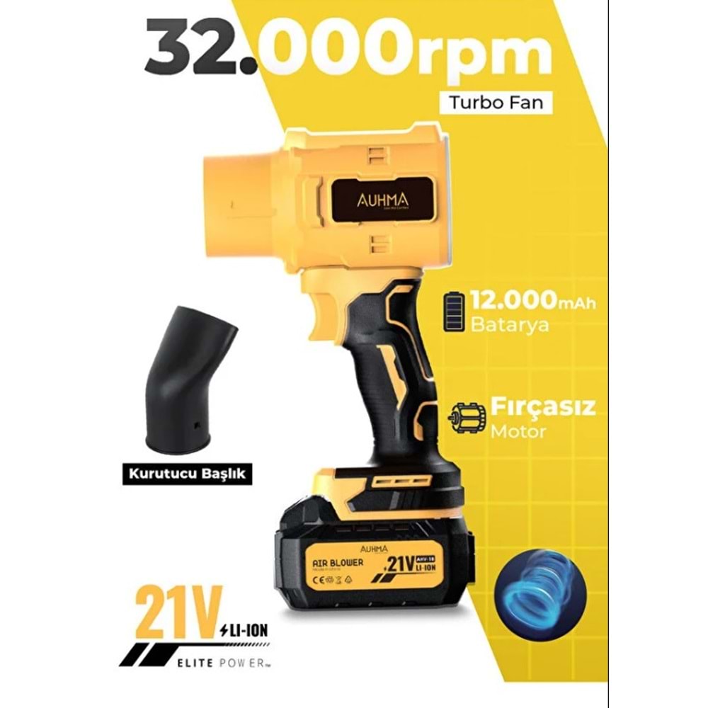 AUHMA AHV-18 KABLOSUZ TURBO FAN HAVA ÜFLEYİCİ