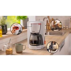 BOSCH TKA3M131 FİLTRE KAHVE MAKİNESİ CAM HAZNELİ 1.25L - BEYAZ