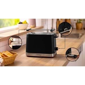 BOSCH TAT4M223 MYMOMENT 2 DİLİMLİ EKMEK KIZARTMA MAKİNESİ - SİYAH
