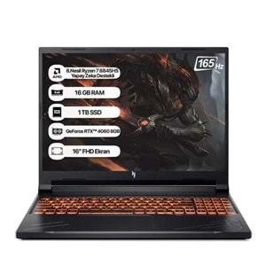ACER NİTRO V16 NH.QRUEY.005 AMD RYZEN 7 32GB/1TB RTX4060-8GB EKRAN KARTI OYUNCU LAPTOP