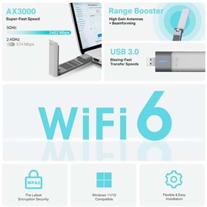 TP-LİNK ARCHER TX50UH AX3000 HİGH GAİN WİRELESS USB ADAPTER